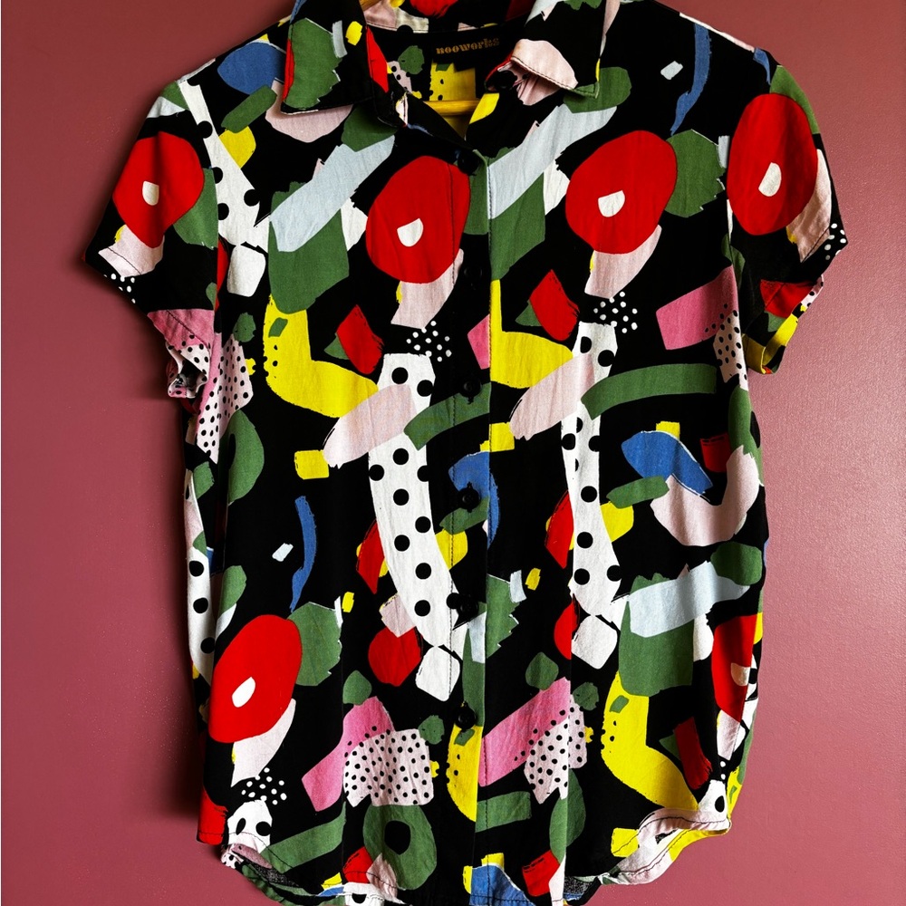 Nooworks • Joyce Button-Up • Party print by Ashley Mary • Small
